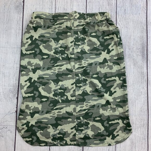 Tickled Teal Skirt sz XL Camo Camouflage Green Simple Pull on Knee Length 24" - Picture 4 of 9